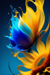 Digital art of sunflower, concept abstract fractal background design with AI generated