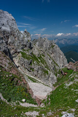 Mountain views in the Julian Alps in Slovenia, Mangart