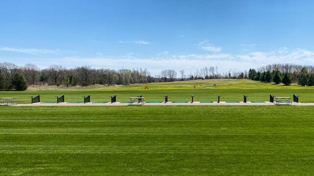 golf driving range in spring
