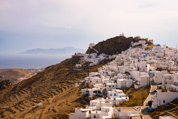 View from above of Chora on the Greek Island of Serifos in the Cyclades