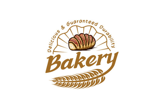 Bakery vintage logo design, handmade cake and bakery food logo vector illustration