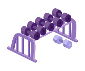 Isometric Dumbbell Weight Rack as Gym Equipment Vector Illustration