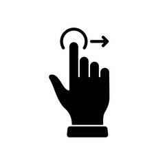 Hand Finger Swipe and Drag Right Silhouette Icon. Pinch Screen, Rotate on Screen Glyph Pictogram. Gesture Slide Right Icon. Isolated Vector Illustration
