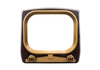 Retro 1950s television isolated with empty cut out screen.