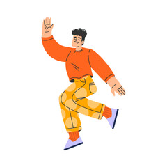 Happy Man Character Rejoicing and Cheering Having Positive Mood Vector Illustration