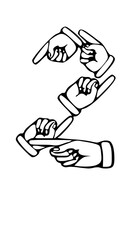 Pointing Hands Forming Letter Mono Type Font