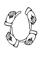 Pointing Hands Forming Letter Mono Type Font