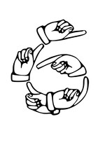 Pointing Hands Forming Letter Mono Type Font