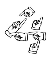 Pointing Hands Forming Letter Mono Type Font