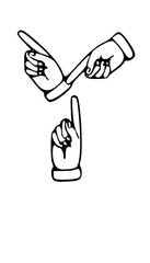 Pointing Hands Forming Letter Mono Type Font