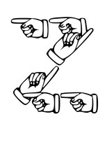 Pointing Hands Forming Letter Mono Type Font