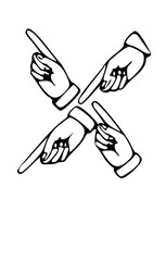 Pointing Hands Forming Letter Mono Type Font