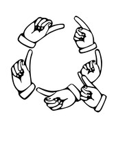 Pointing Hands Forming Letter Mono Type Font