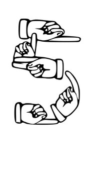 Pointing Hands Forming Letter Mono Type Font