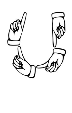 Pointing Hands Forming Letter Mono Type Font