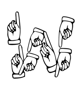 Pointing Hands Forming Letter Mono Type Font