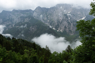 Mountain views in the Julian Alps in Slovenia