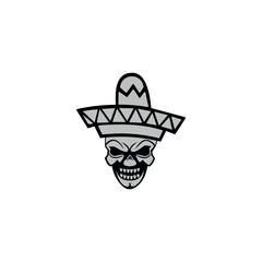 Sombrero / Mexican hat flat vector icon. Emblem design on white background