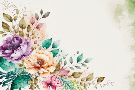 ai generated illustration of watercolor flowers on white background