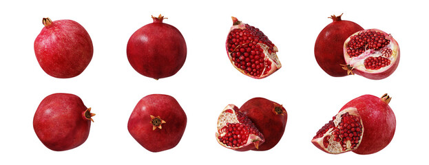 Fruit and healthy food concept. Pomegranate isolated on transparent background. 3d rendering illustration. PNG format	
