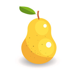 Yellow ripe pear on a white background.