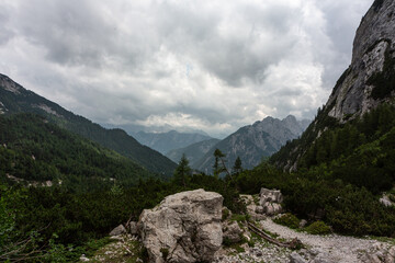 Mountain views in the Julian Alps in Slovenia