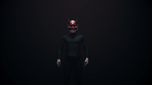 Man With Japanese Mask 3D Video Animation