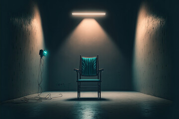 Interrogation Chair (Generative AI) - obrazy, fototapety, plakaty