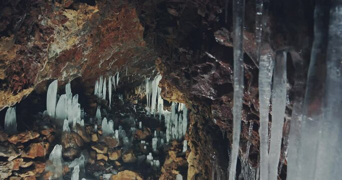 Beautiful pictures icicles in a cave