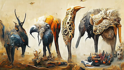 Surreal African animals. Associative African Animals. AI-generated