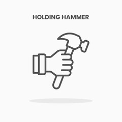 Holding Hammer icon vector illustration line style. Great design for web, app and more. Editable Stroke and pixel perfect.