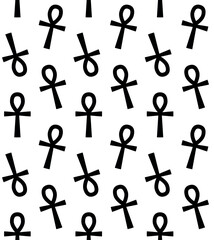Vector seamless pattern of flat Egypt cross symbol isolated on white background