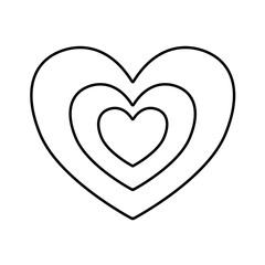 Vector flat groovy outline heart isolated on white background