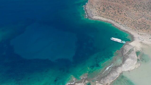 The boat is standing near of the Balos beach,Greece