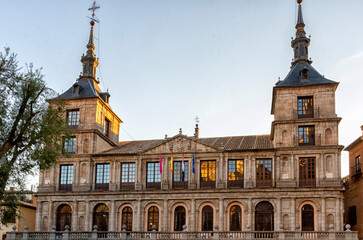 Casa Consistorial de Toledo, ayuntamiento de Toledo, España - obrazy, fototapety, plakaty