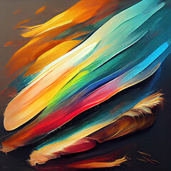 Multicolor rainbow brush strokes. Imitation of oil painting. Abstract painting. AI-generated