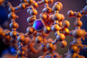 Bromine molecule structure close up shot. AI generated. - obrazy, fototapety, plakaty