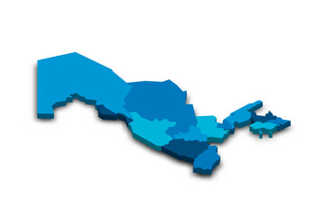 Fototapeta premium Uzbekistan political map of administrative divisions