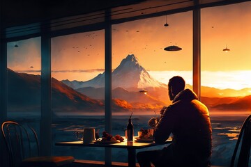 Fototapeta premium Petit déjeuner dans l'espace