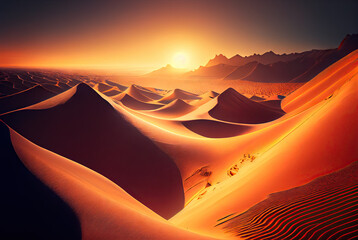 Sand dunes in Sahara desert created with AI