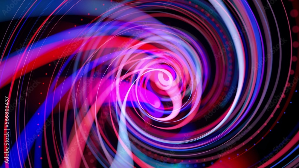 Aufkleber abstract background with light trails, stream of red blue neon lines in space form spiral shapes. mo