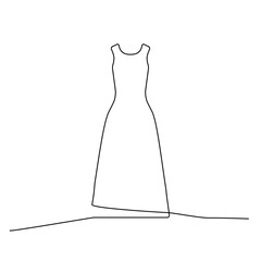 One Line Drawing Dress, Continuous Line Woman Clothes, Single Outline Beauty Gown Drawing, Woman Dress