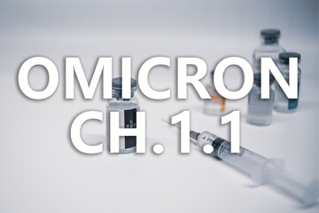 Background of OMICRON CH.1.1 and syringe vaccine,Medical health concept