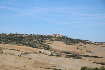 View to Pienza and Val d'Orcia in Tuscany, Italy
