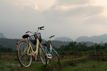 Fototapeta na wymiar 2 vintage bicycles in nature
