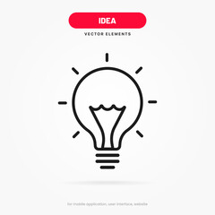 Fototapeta na wymiar Light lamp bulb icon. Idea sign solution thinking concept symbol. Lighting Electric sign. Electricity, shine icon. Trendy Flat style for graphic design for UI UX website mobile app
