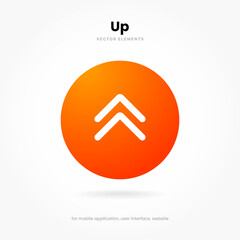 3d north pointing arrow, arrows up, swipe up, upload, upgrade, speed up, level up icon, symbol, sign, emblem, push button for UI UX website mobile app.
