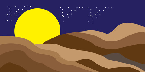 abstract landscape with moon and stars vector design