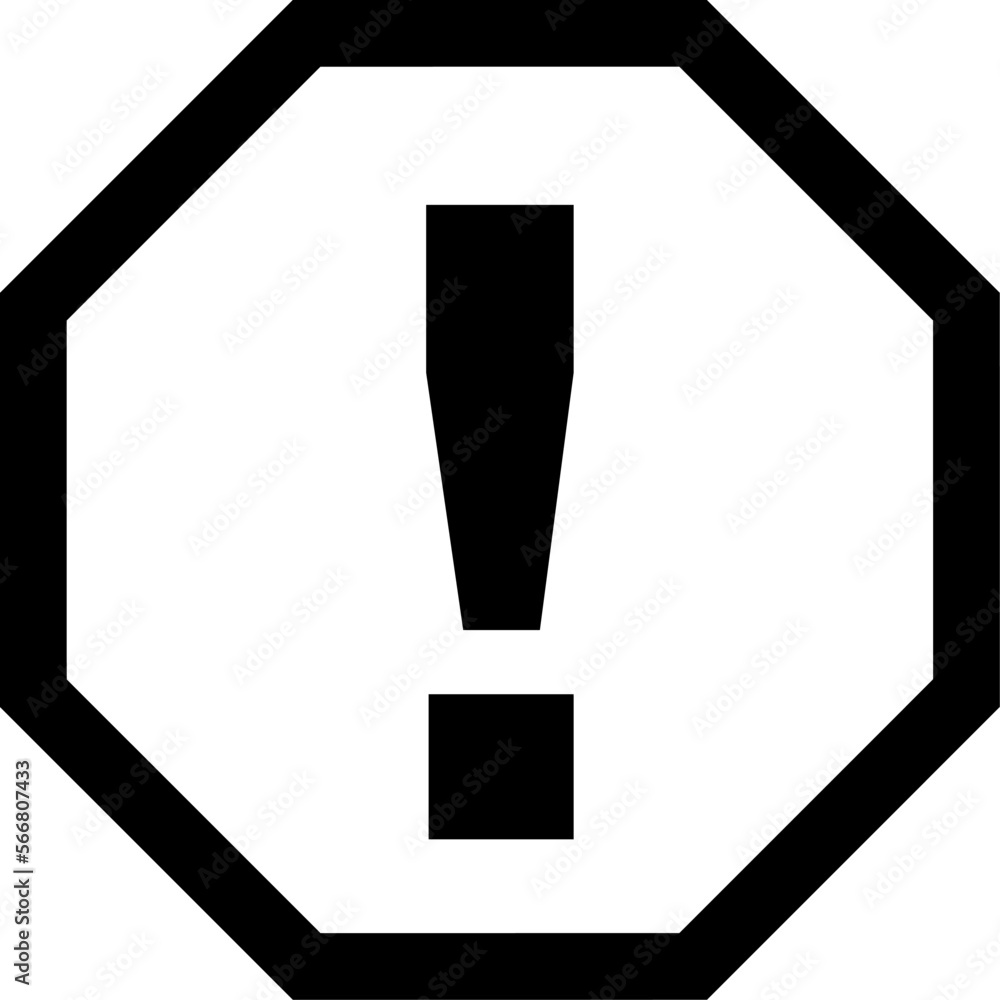 Aufkleber black octagonal danger warning or attention sign with exclamation mark. vector image.