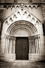 Fototapeta na wymiar Historical entrance gate to the Cathedral of Saint Martin in Spisska Kapitula, Slovakia